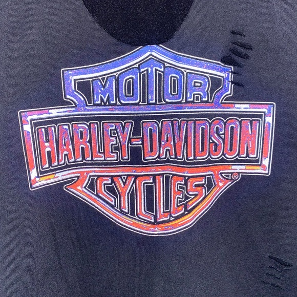 Harley-Davidson Motorcycle Black Ripped Logo Sweatshirt XXL - Picture 2 of 10